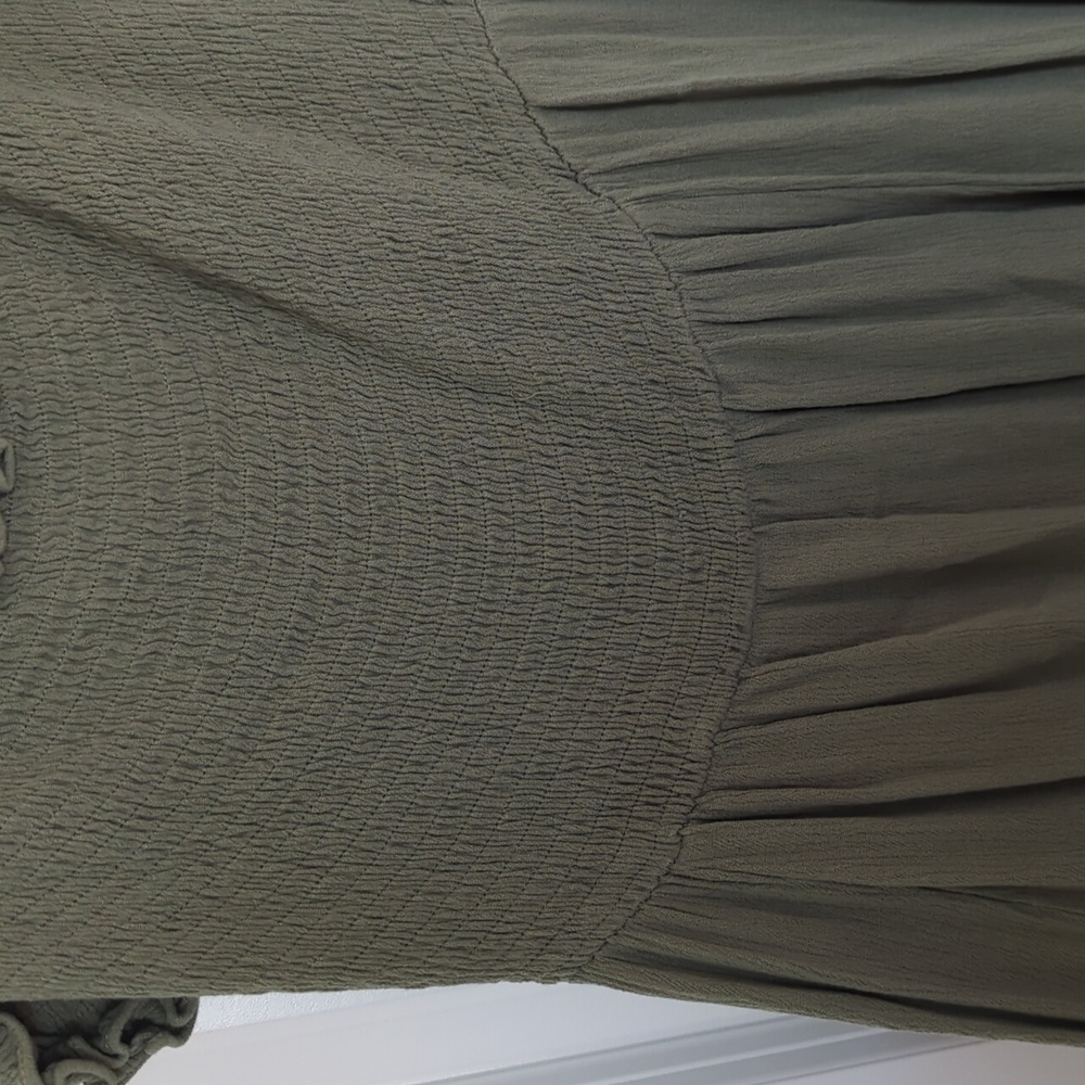 Lulus View From The Meadow Olive Green Off-the-shoulder Dress - Size L - Picture 7 of 10
